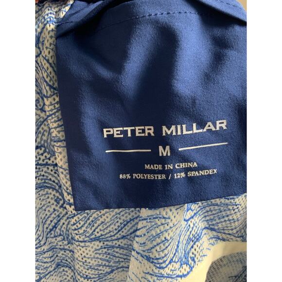Peter Millar Atlantic Blue Tropical Leaf Print Swim Trunks - Picture 6 of 6